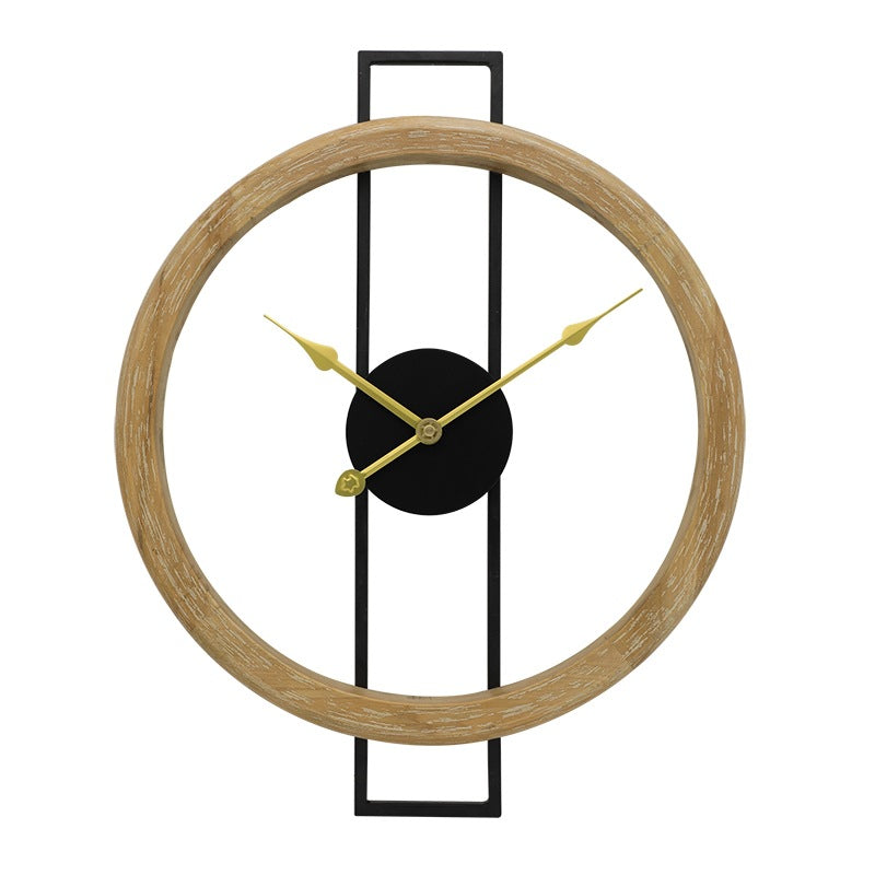 Creative Wall Clock for Living Room, Solid Wood and Metal Artistic Decorative Clock