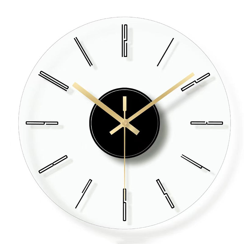 Nordic Personalized Simple Tempered Glass Wall Clock Round Transparent Living Room Bedroom Silent Home Decoration Clock