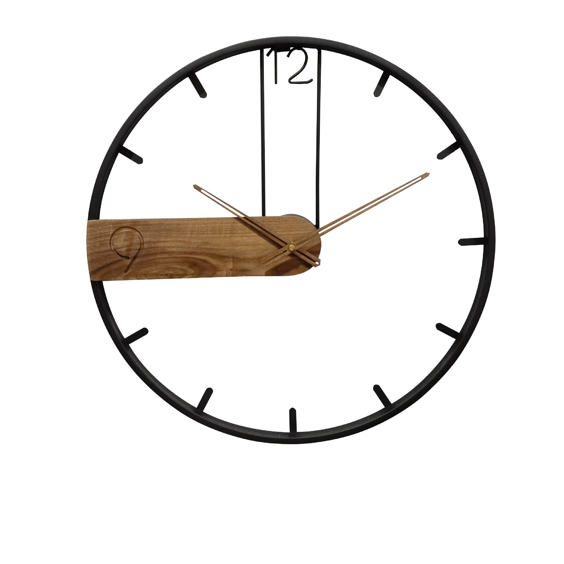 Creative Wall Clock for Living Room, Solid Wood and Metal Artistic Decorative Clock