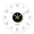Nordic Personalized Simple Tempered Glass Wall Clock Round Transparent Living Room Bedroom Silent Home Decoration Clock