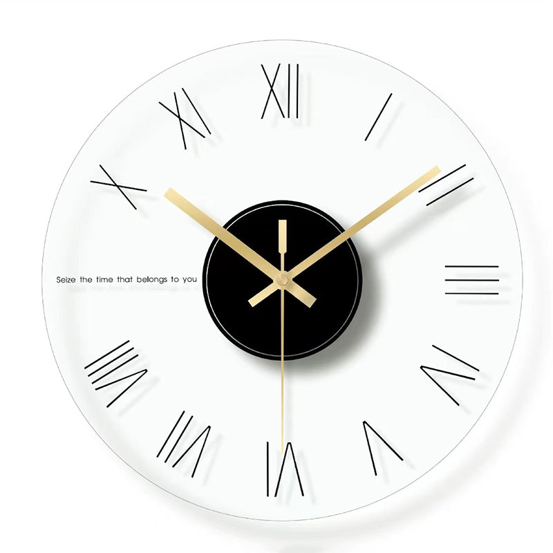 Nordic Personalized Simple Tempered Glass Wall Clock Round Transparent Living Room Bedroom Silent Home Decoration Clock