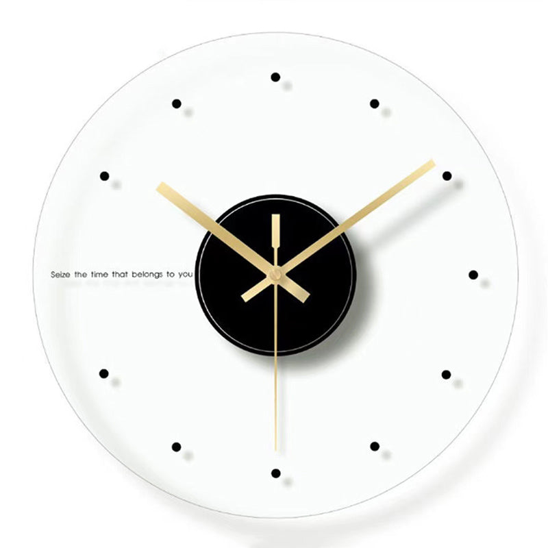 Nordic Personalized Simple Tempered Glass Wall Clock Round Transparent Living Room Bedroom Silent Home Decoration Clock